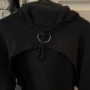 Cropped sweater with thumb holes